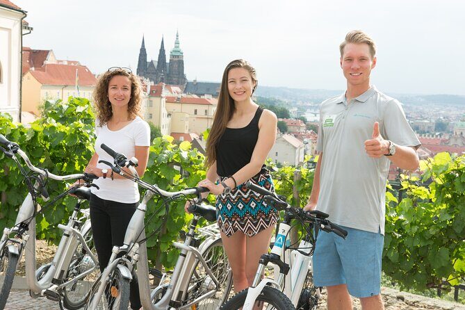 Prague E-Bike City Tour with A Local Guide - Getting ready on the bikes: helmets, rain gear, and a short practice