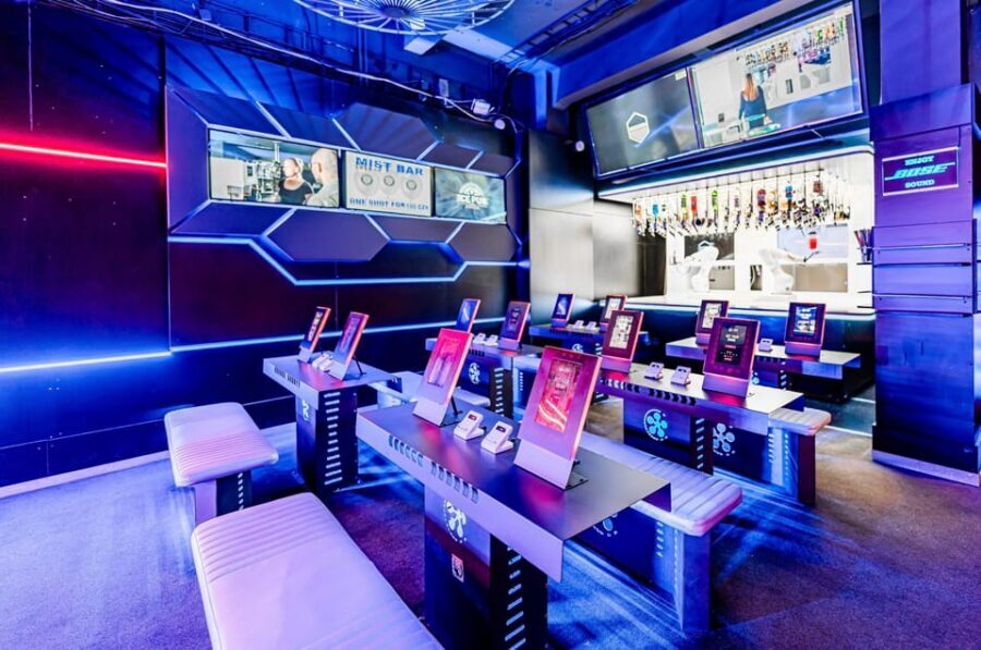 Prague: Robotic Bar Entry with a Drink Included - The Robot Arms in Action: 100+ Bottles and a Big Display