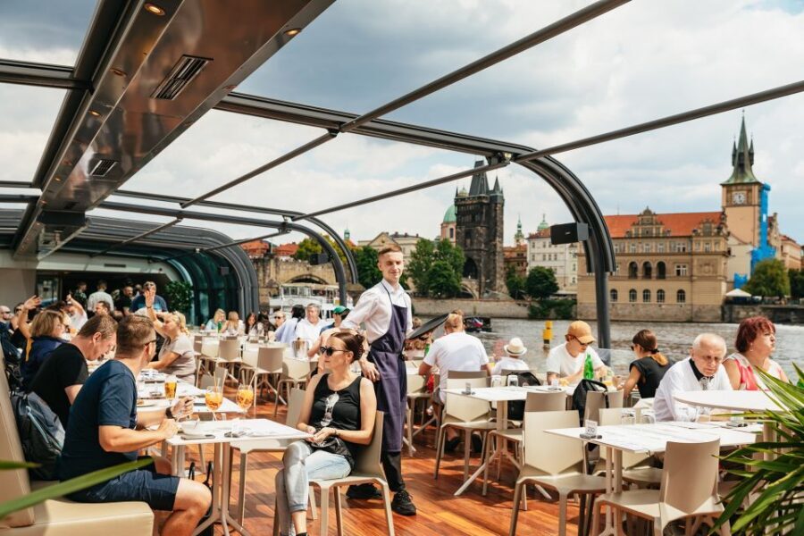 Prague: Vltava River Lunch Cruise in an Open-Top Glass Boat - The buffet lunch: what’s included, what to expect, and how to handle the line